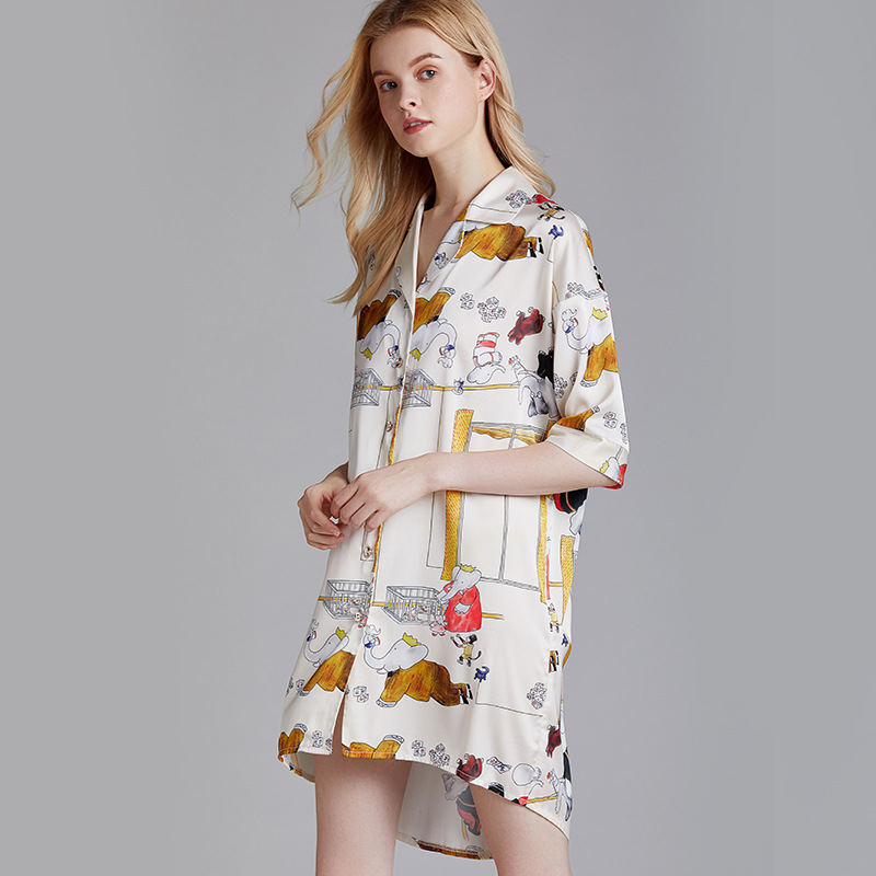 

Size -XL Sleep Lounge Nightgowns & Sleepshirt Sleepwear Cartoon Style Night Dress Nightwear Women Sexy Lingerie Indoor Dress