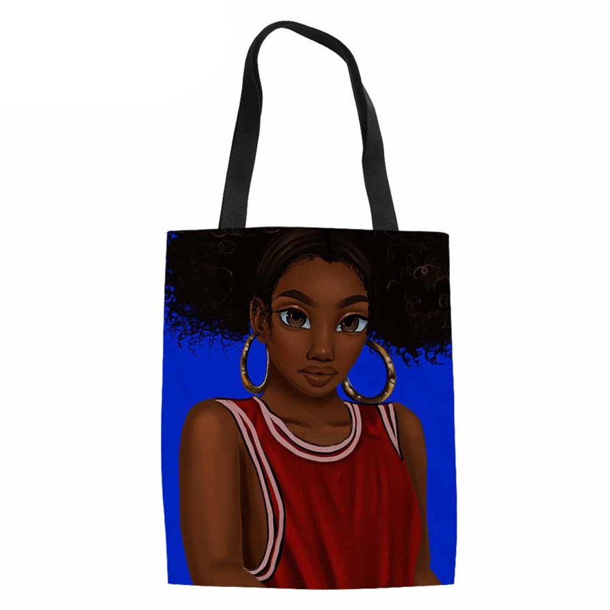 

Cusotm Print Women's Reusable Eco Bag for Female Foldable Shopping Bags Black Art African Girls Printing Canvas Tote Bag Storage, Yq3593z22