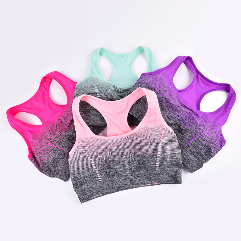 

Sports Bra High Stretch Breathable Top Fitness Women Padded for Running Yoga Gym Seamless Gradient Girls Exercise Sport Bra, Green