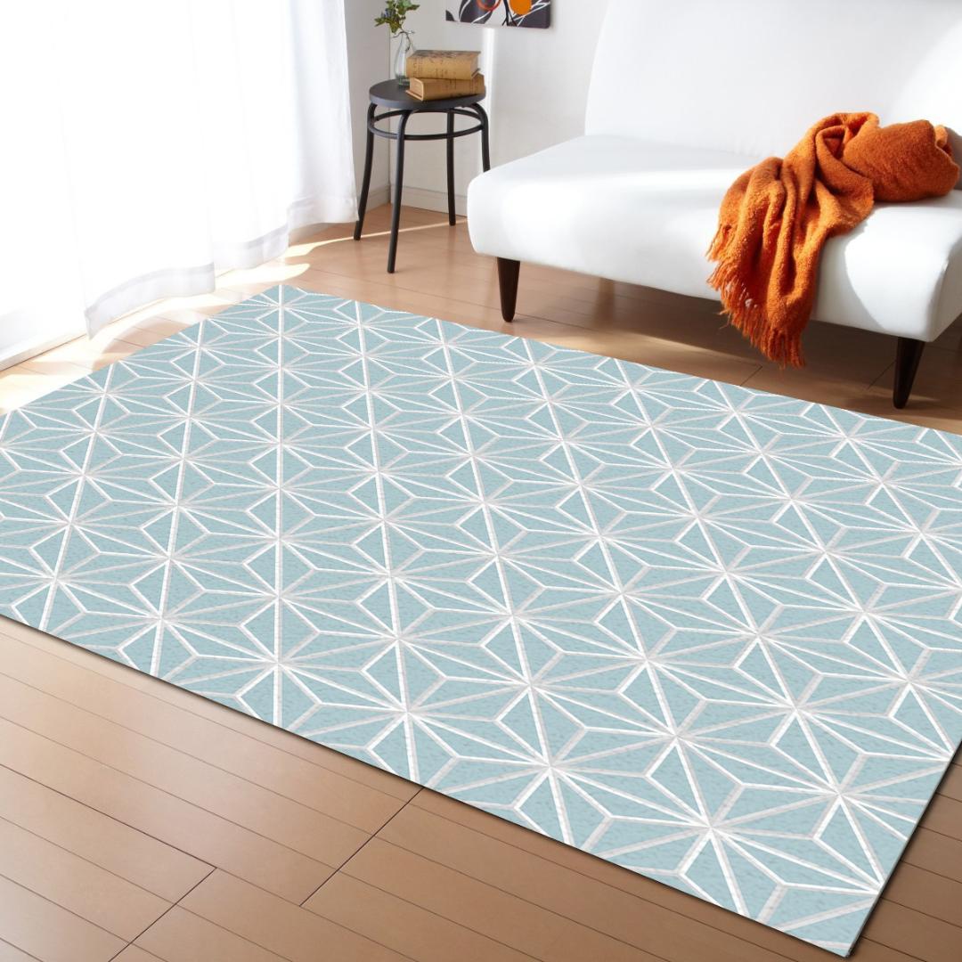 

Sky Blue Modern Geometry Modern Carpets for living room Geometric Rugs Large Anti-slip Safety Carpet, As pic