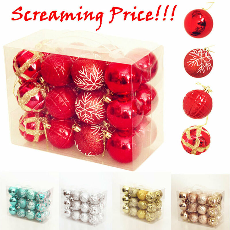 

2019 24PCS Solid 60mm Christmas Xmas Tree Ball Bauble Hanging Home Party Ornament Decor