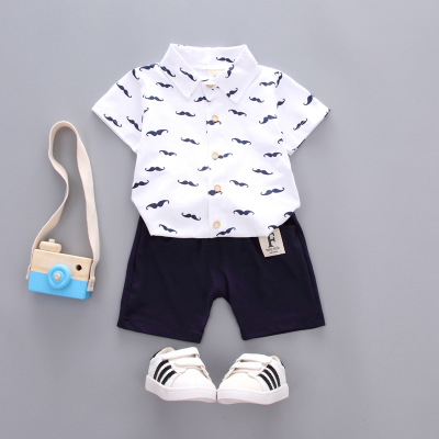 

fashionable shirts sets handsome trendy summer suits children boutique clothing newborn baby boys wear toddler kids infant clothes, White