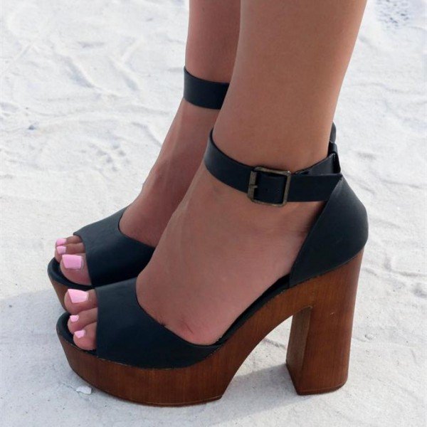 block platform heel sandals