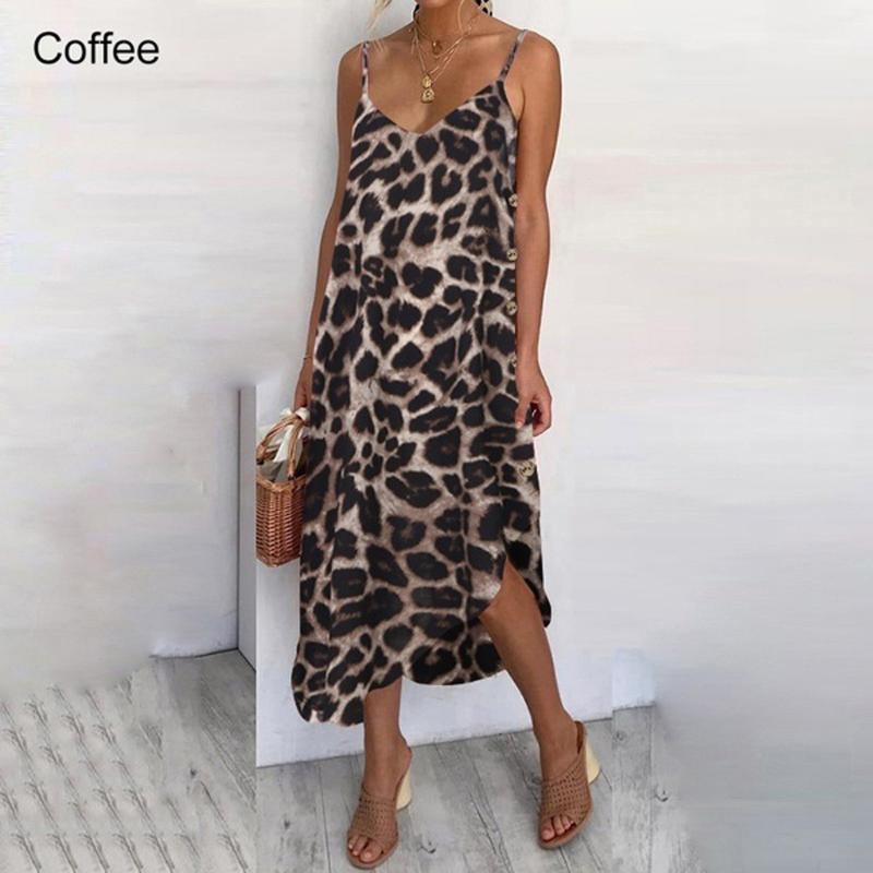 

Leopard Print Dress Women Sexy Low Cut Spaghetti Straps Irregular Hem Elegant Party Dresses Vestidos De Verano Women Dress, Gray