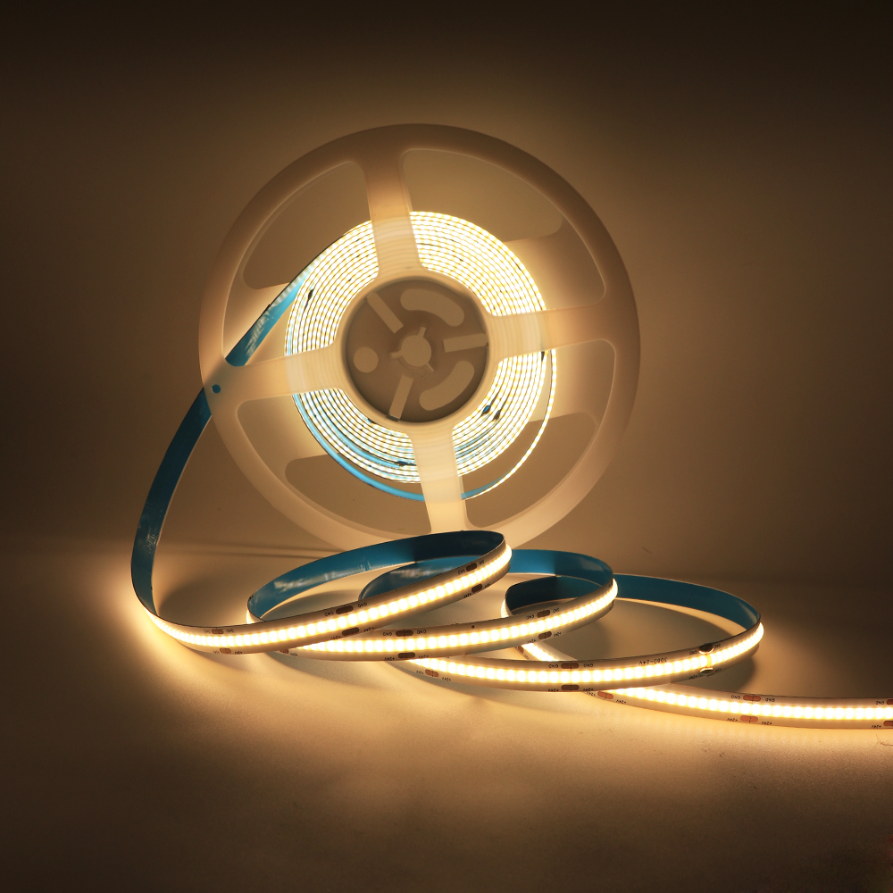 

FOB/COB Flexible LED Strip High Density 378 LEDs/m Warm White 3500K 14W DC12V/24V Dimmable Deformable LED Light Ribbon for Bedroom