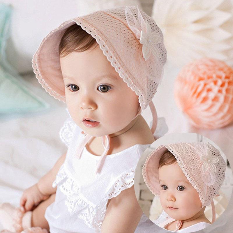 Spring Summer Cute Princess Baby Hat With Bow Solid Color Lace Hollow Baby Girl Cap Toddler Kids Beach Bucket Hats Girls Sun sCxbS