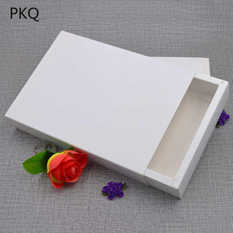 

26.7*16.2*8.7 Large White Gift Box Drawer Present Packaging Box Clothes/Underwear Storage Cardboard Carton 10pcs