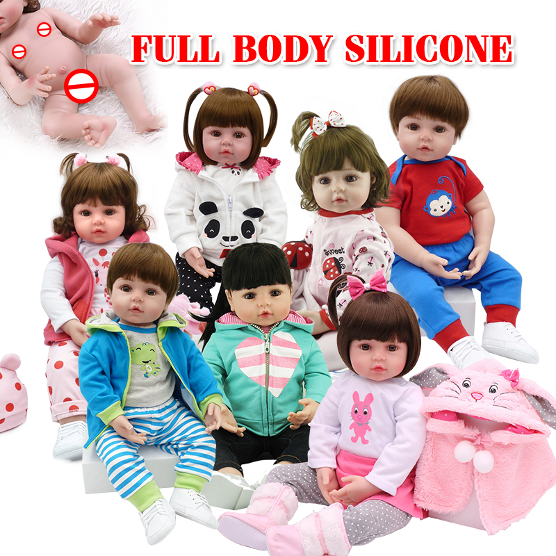 NPK Hot Selling 48cm Full Body Silicone Reborn Toddler Baby Dolls Lifelike Soft Touch Bebe Doll Water Proof Bath Toy-image-533499326
