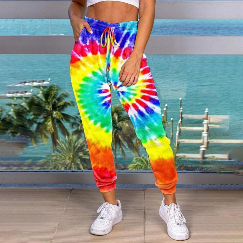 

Women Tie-dye Print High Elastic Waist Casual Sport Pant Fashion Female Outdoor Running jogging Sweatpants For 2020 New, Purple