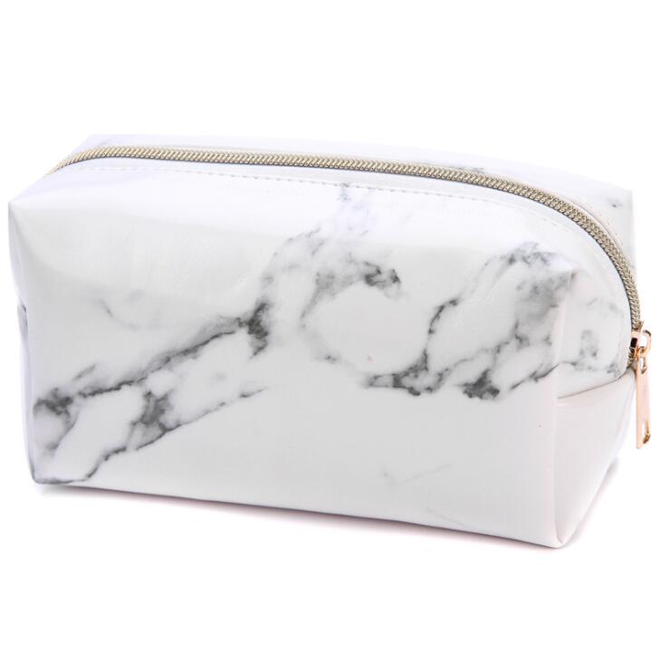 

Women PU Solid Marble Printing Large Capacity Cosmetic Bag 4Colors Travel Wash Bag, As photos