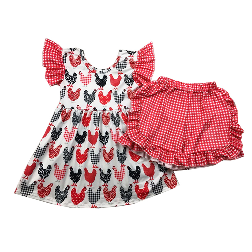 

2020 New Summer Girl Clothes Outfits Boutique Kids Clothing Milk Silk Kids Baby Girls 2PCS Summer Outfits Girls Short Sleeve Sets, Red