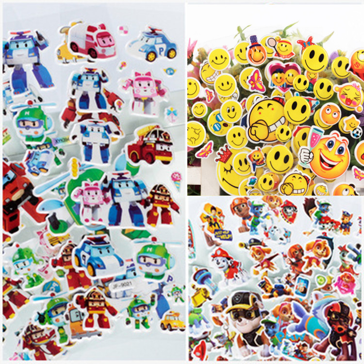 5pcs//Lot Bubble Stickers 3D Cartoon KIds Classic Toys Sticker School Reward WRD