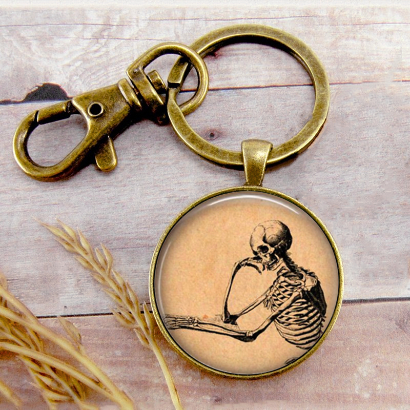 

Thinking Skeleton Key Ring Key Chain Buckle Pendant Birthday Festival Anniversary Gift Jewelry Accessories