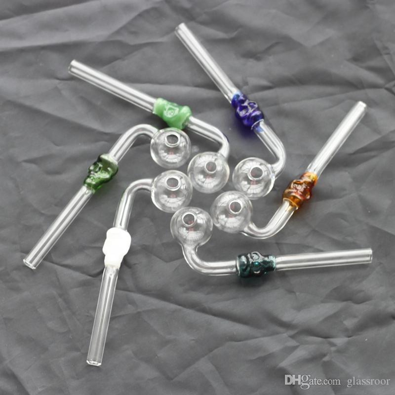 

Smoking Accessories skull glass pipe Skull Smoking Handle Pipes Curved Mini 6 inches Smoking Pipes Hand Blown Recycler Best Oil Burner