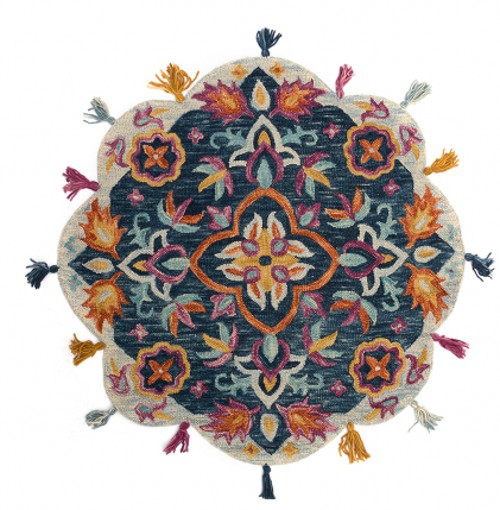 

American pastoral 90% wool round shaped handmade bedside carpet ,Kilim style living room coffee table carpet, decoration mat, 01