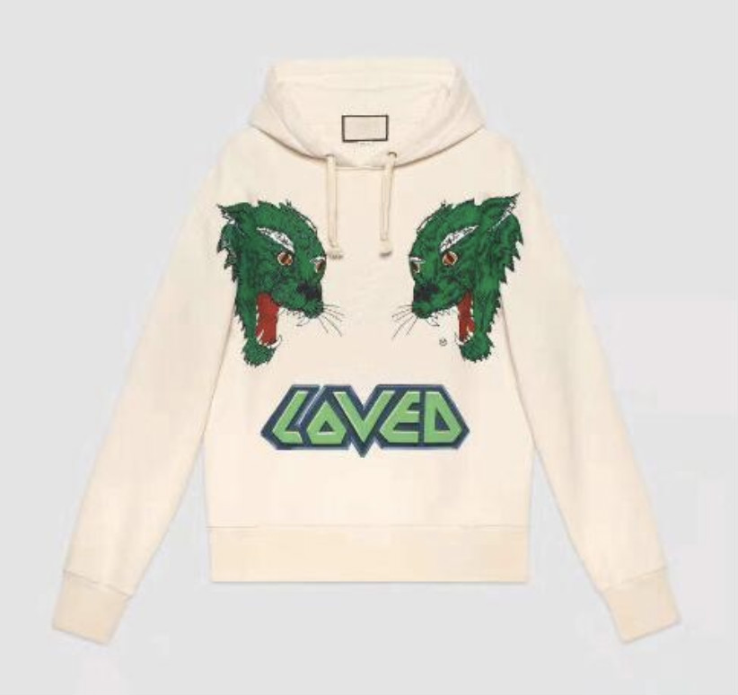 

20SS Cotton casual fashion autumn designer luxury mens LOVED letter wolf animal print hoodies pullover hooded sweatshirt, Black
