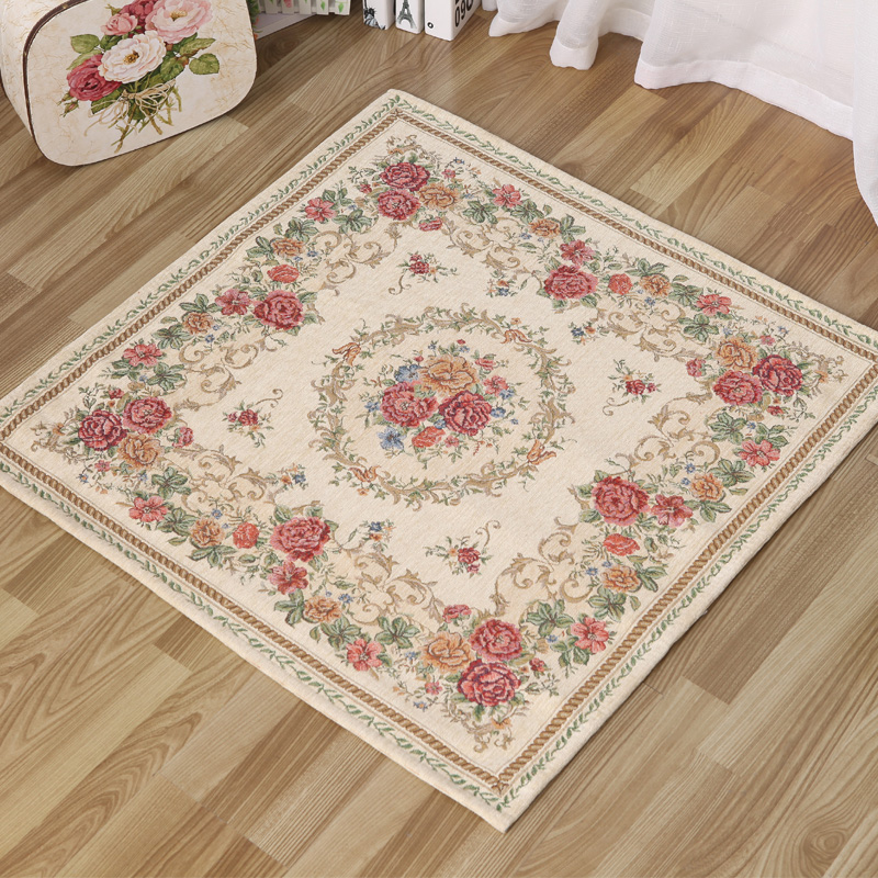 

WINLIFE 90*90cm Europe Pastoral Jacquard Carpets For Living Room Compute Chair Floor Mat Cloakroom Area Rug Bedroom Rugs