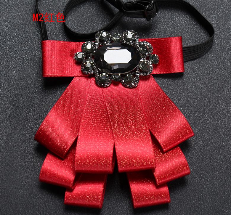 

9 Color Formal Men Ribbon Double-Layer Collar Flower With Crystal Decoration Man Wedding Groom Ribbon Bow Tie Necktie, Ivory