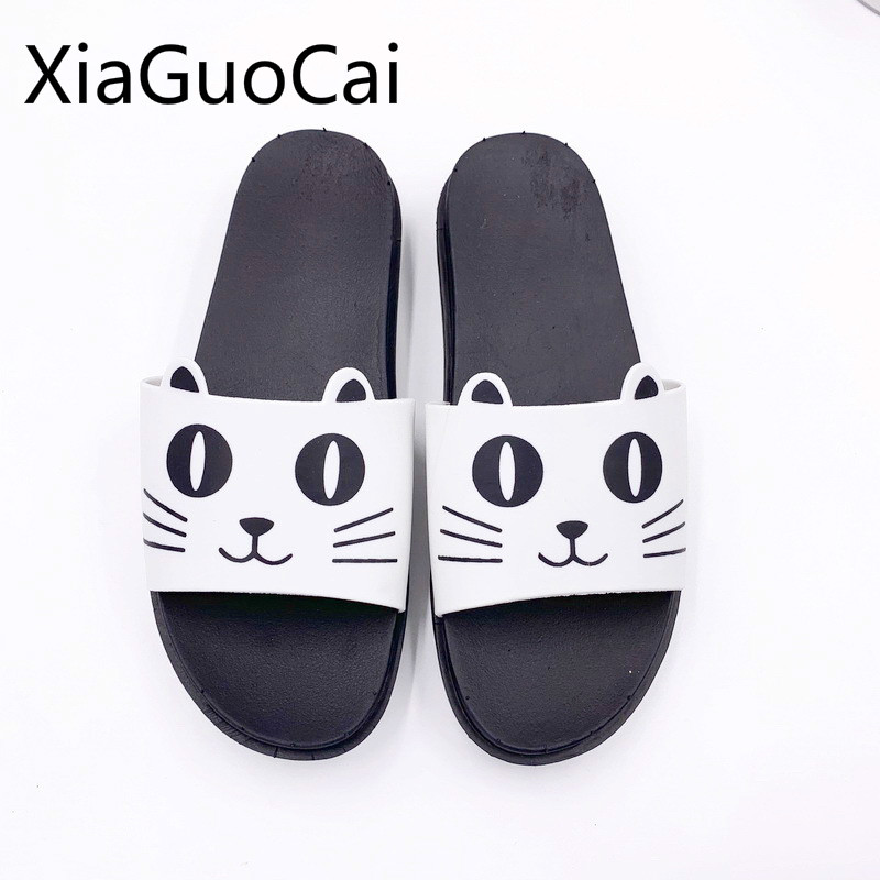 Soft Soled Men Women Summer Slippers Cute Cat Non-Slip Indoor Outdoor Couple Household Bathroom