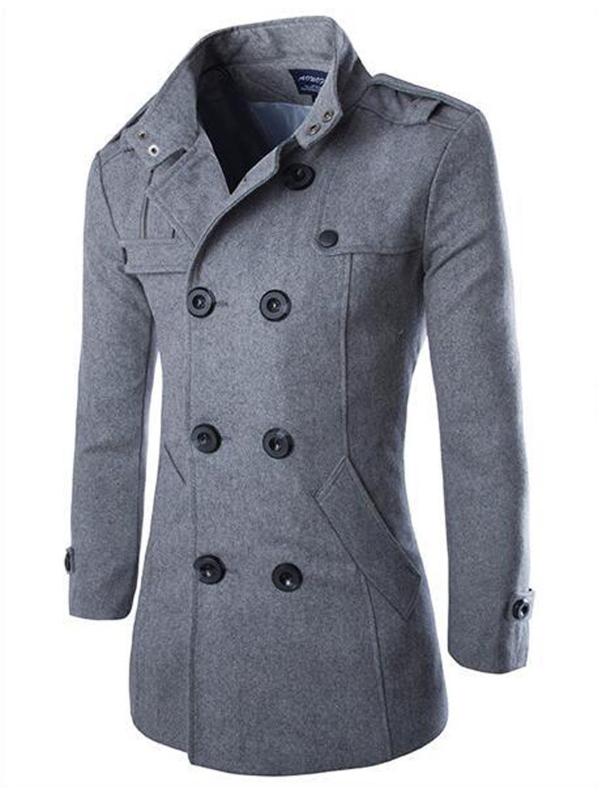 

Trench Coat Wool Woolen Cloth Coat Jacket wind, Black