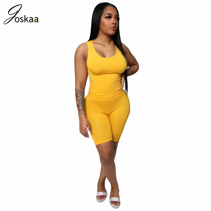 

Joskaa Two Piece Set Women New Summer Tracksuit Crop Top and Biker Shorts Sweat Suits Lounge Wear Outfits 2 Piece Matching Sets, Black