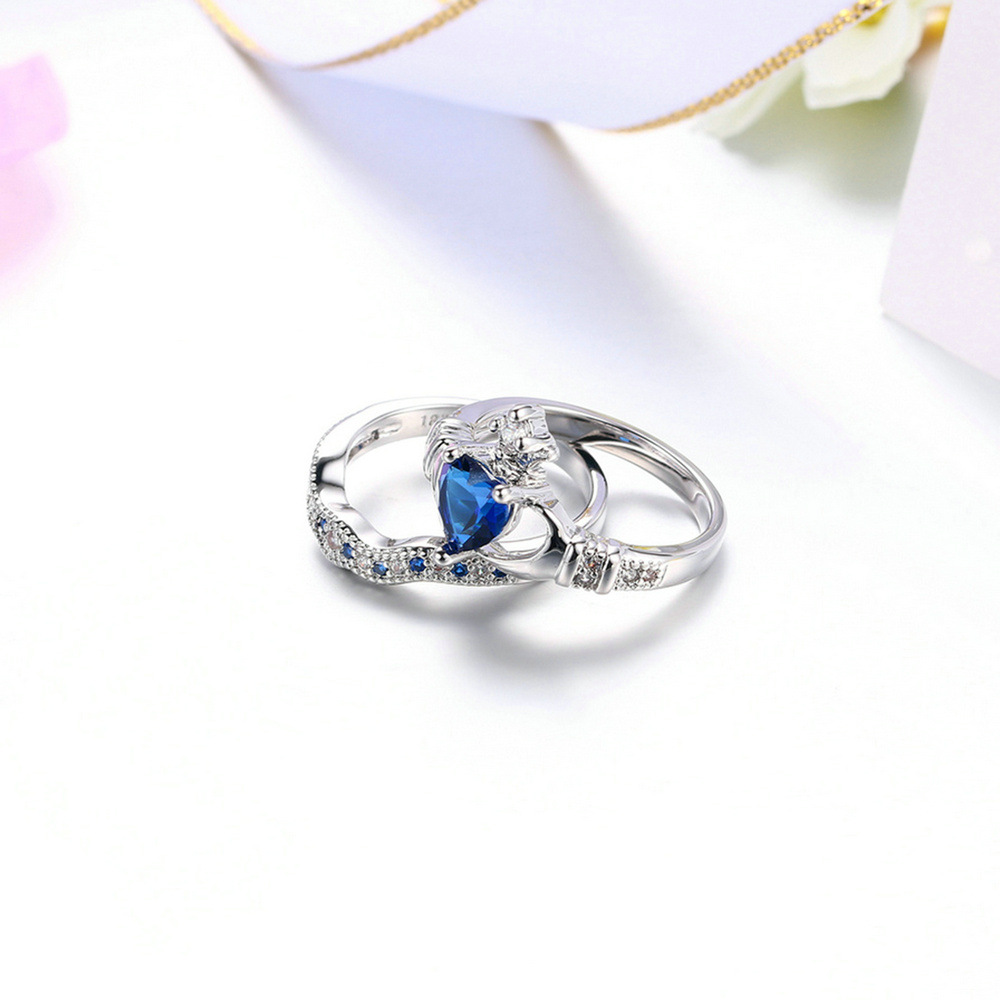TOP Cristal Bleu Saphir Argent amoureux anneau love New Boy/'s Girl/'s ring