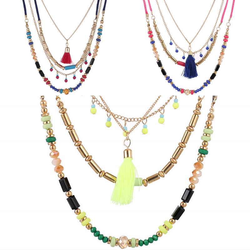 couche de multiples petit collier chaîne de perles collier de pièces.