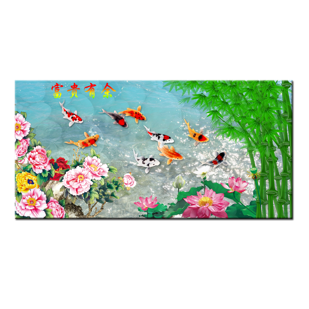 Modern sitting wall decor print oil painting Feng Shui Fish Koi Painting dw39