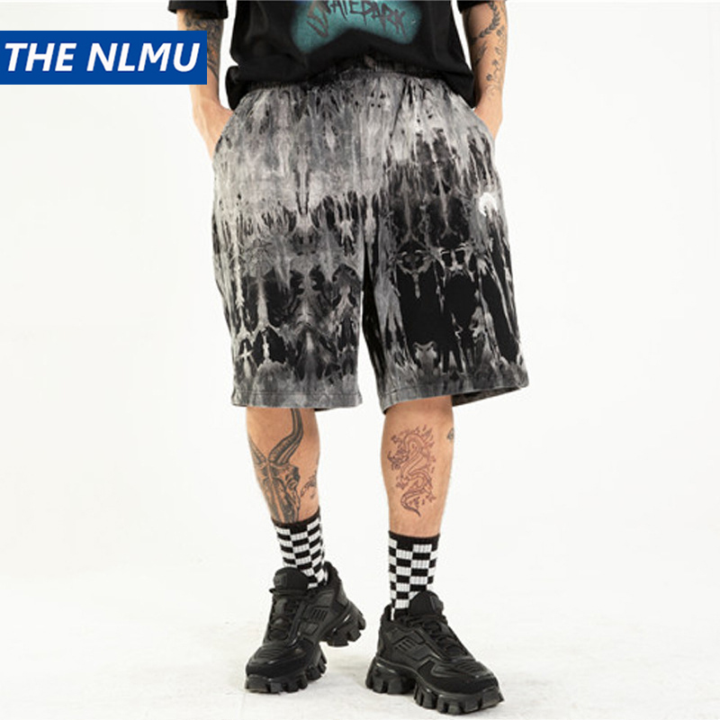 

2020 Hip Hop Denim Shorts Streetwear Tie Dye Paint Jeans Shorts Men Harajuku Cotton Summer Harajuku Short Pant WO297, Black