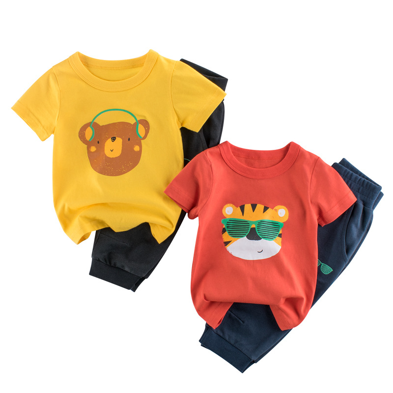

kids clothing sets boys and girls baby children shorts suit t-shirt toddler animals cartoon Summer clothes for 2-8 Years, Red