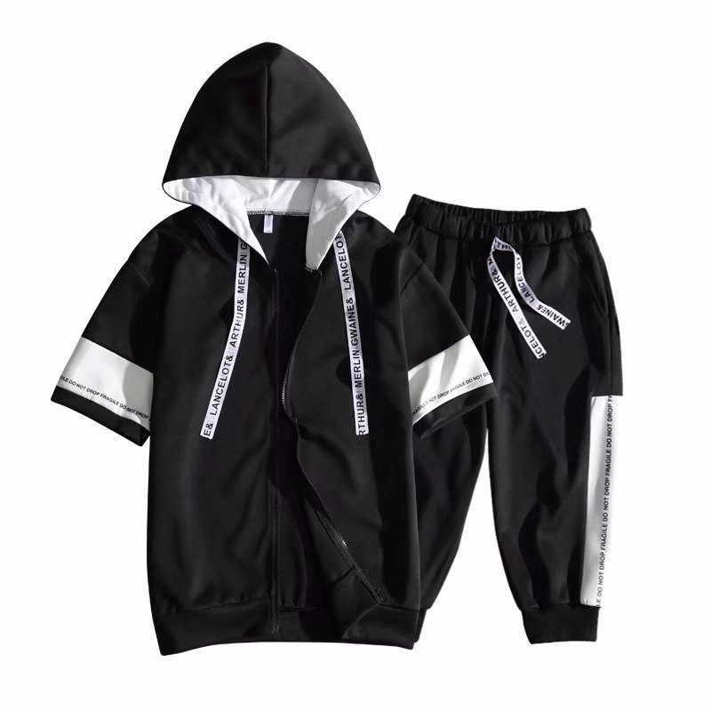 

E-BAIHUI 2021 Tracksuit Men Set Brand Fitness Sportwear Suits Summer Patchwork Short Sleeve Zipper Sets Men Hoodie Sweatsuit 2 Pieces, White