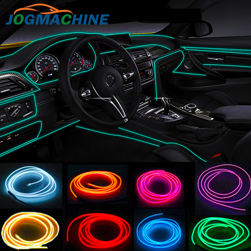 EL Wire Cable LED Glow String Light DC 12V per decorazione di auto Illuminazione per interni auto Auto LED Strip Garland 2M Purple Luce al neon flessibile