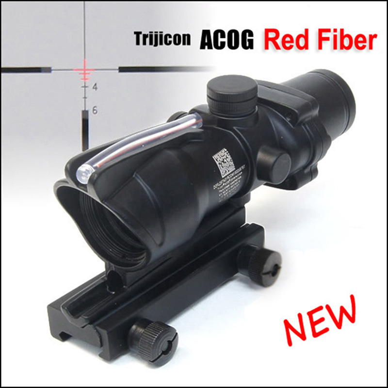 

Tactical ACOG 4x32 Optical Fiber Scope Hunting Red Illuminated Crosshair Reticle reflective coating Weaver Rifle Scopes Combat Sight
