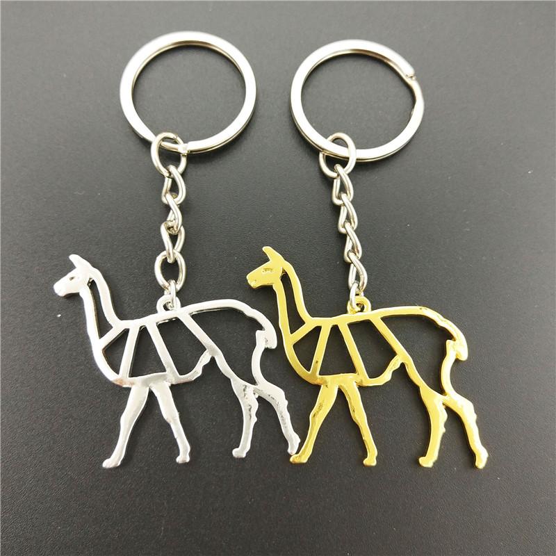 

Fashion Jewelry Alpaca Key Chain Cute Origami Alpaca Charm Pendant Keychain For Women Gift Keyring Custom Jewelry Wholesale
