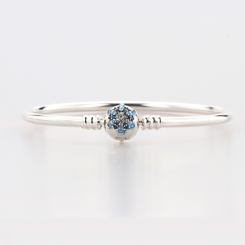 

Other Bracelets Real 925 Sterling Silver Shiny Blue Night Meat Hollow Clasp Bracelet Fit European Charm Women Jewelry