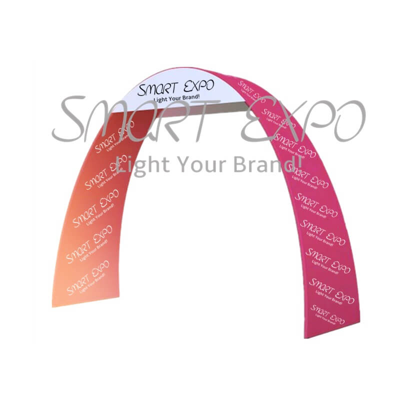 

Exhibition Arch Entrance Trade Show Equipment Artificial Flower Wedding Arch with Tension Fabric Graphic and Portable Carry Bag