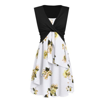 

Womens Designer Summer Printed Dress Ladys Vest Strap Two-piece Dresses Womens Vest + Suspender Dress Casual Skirt 2020 New Fashion, Pink