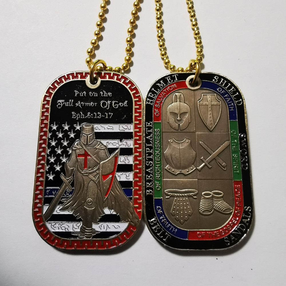 

Put on The Whole Armor of God Dog Tag Pendant Necklace Badge Challenge Coin