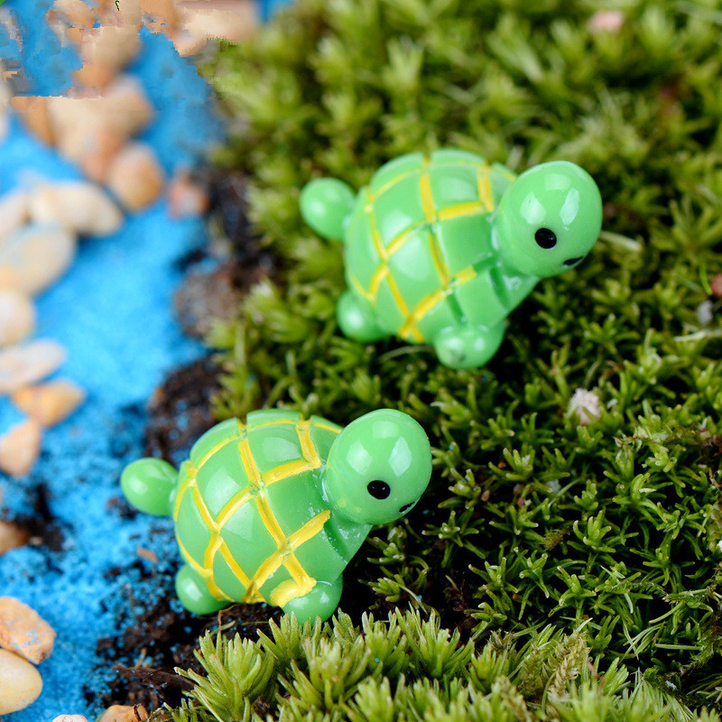 

Mini 8pcs Green little turtle decoration supplies moss micro landscape deco Garden deco Creative handicrafts