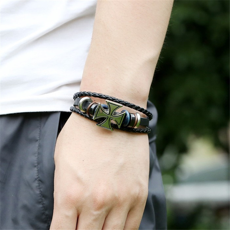 

CIBOCIBO Retro Bracelet 2019 Men Trendy Cross Leather Punk Wristband Bracelet Men Fashion Pulseras Gifts Armband
