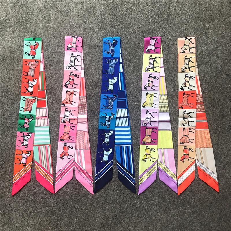 

Fashion Ribbon Bag Scarf Horse Print Decoration Scarf Printed Trendy Headband Women Ribbon Bags Handle Bow Wrapping