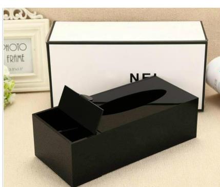 

2019 classic acrylic Makeup cotton storage box cosmetic Multifunction storage Cotton tissue box Wedding Gift, Black