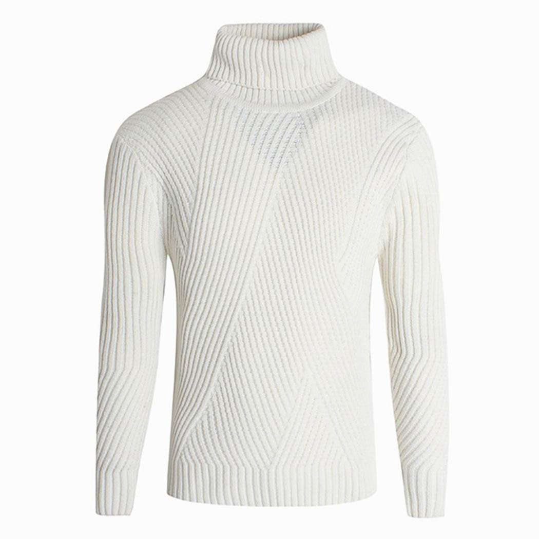 New Fashion Casual Men Turtle-neck Winter Knitted None Long Sleeve Regular Warm Regular Fit Sweater Solid