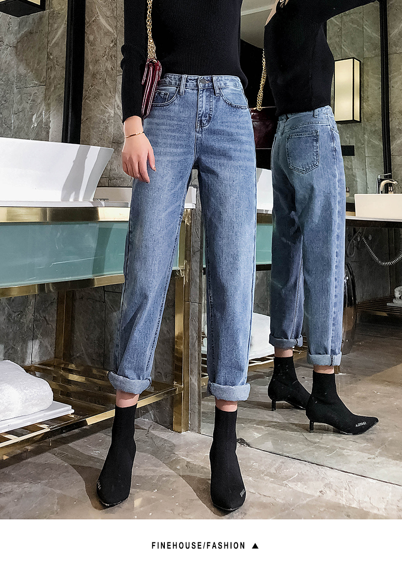 

The Blue The New Spring Season Of Tall Waist Haroun Pants Students Straight Wide-Legged Show Thin Torre Pants