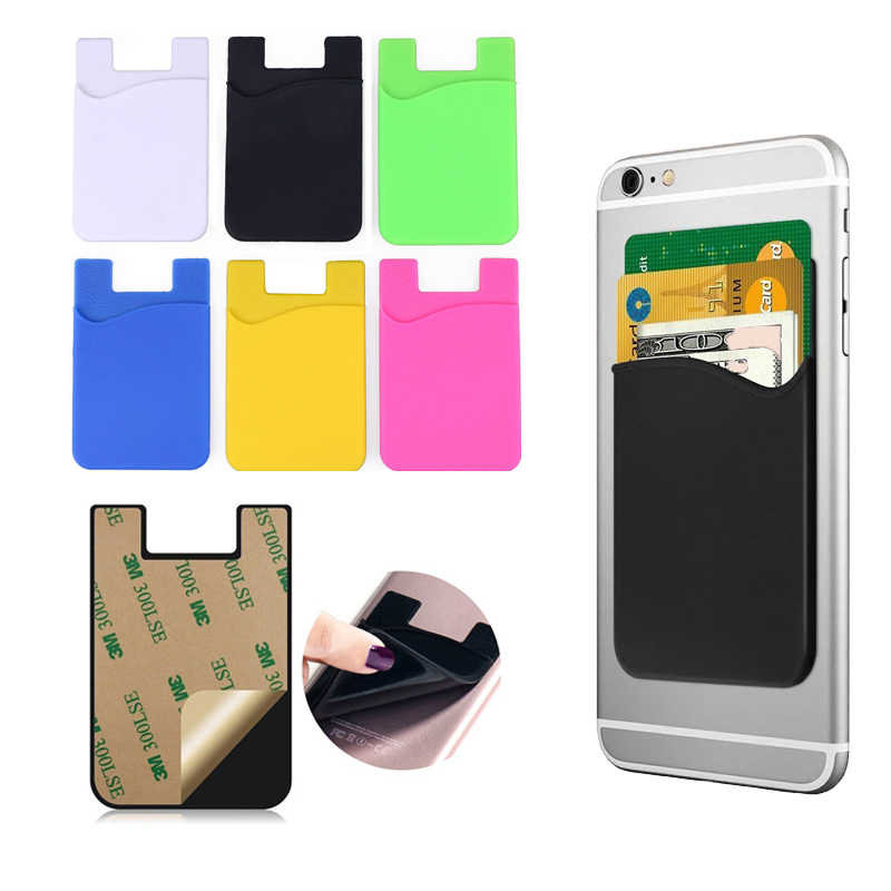 

Adhesive Card Holder Silicone Card Pouch Adhesive Cellphone Pocket Mini Wallet Sticker Solid Color Custom Logo VT0202
