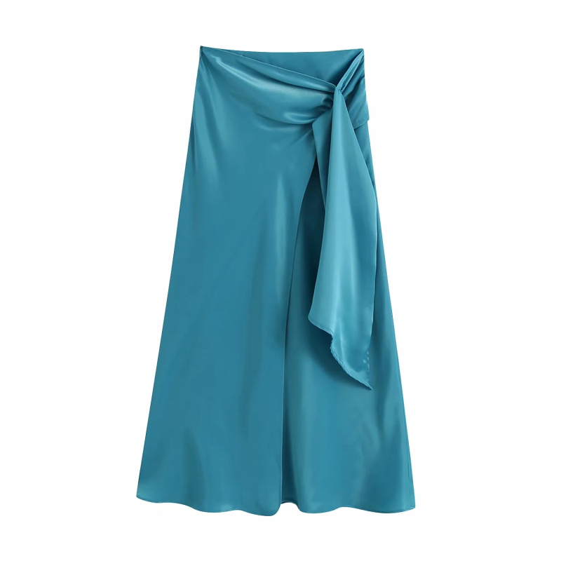 

Satin women elegant blue skirts 2020 fashion ladies high waist bow skirt boho female casual party skirt cute girls chic skirts