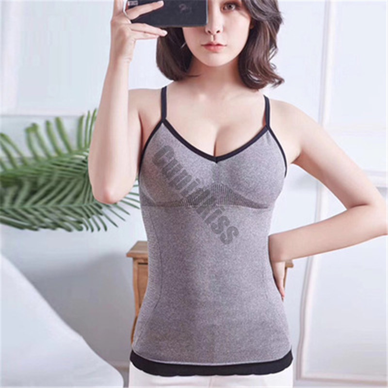

2020 women's slim vest without rims camisole with chest pad breathable sexy, Black