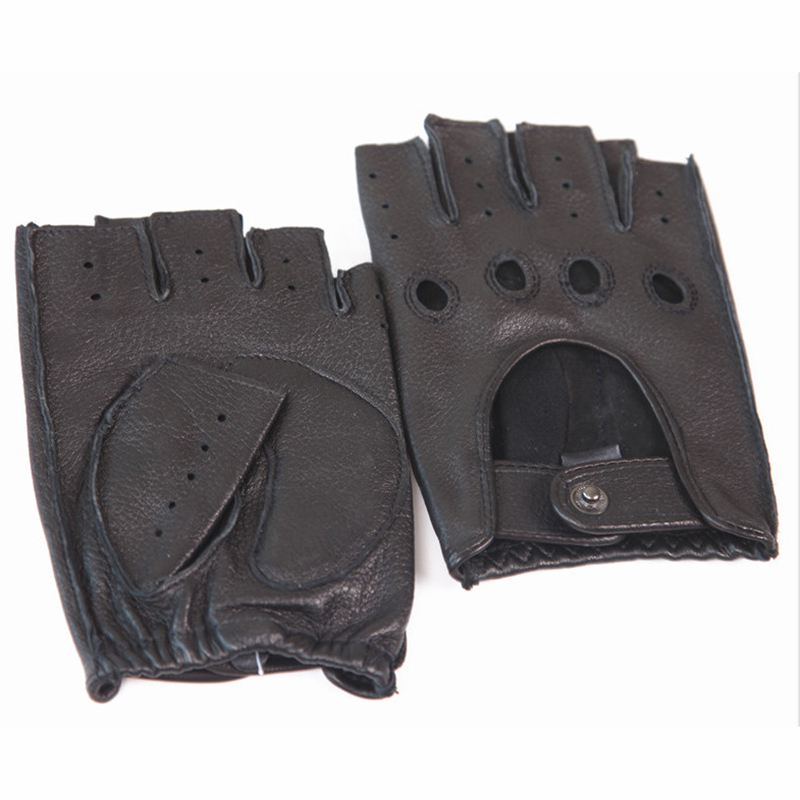 

Fashion-New Leather Spring And Summer Gloves Men Driving Non-Slip Half Finger Gloves Imitation Deerskin M044W-5