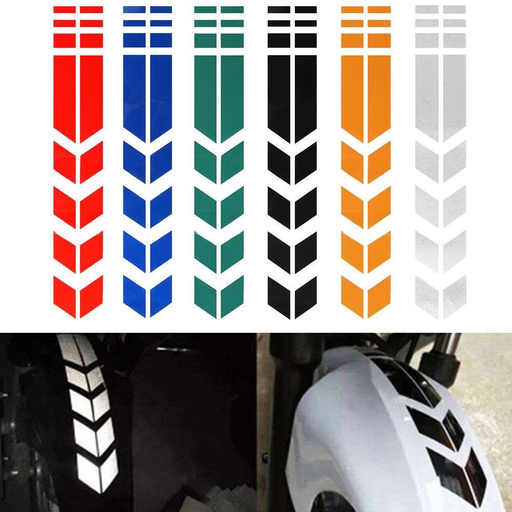 Autocollant Réfléchissant Moto pour Roue et Garde-boue Imperméable Bande de Sécurité Flèche Décor Voiture Moto 6 couleurs