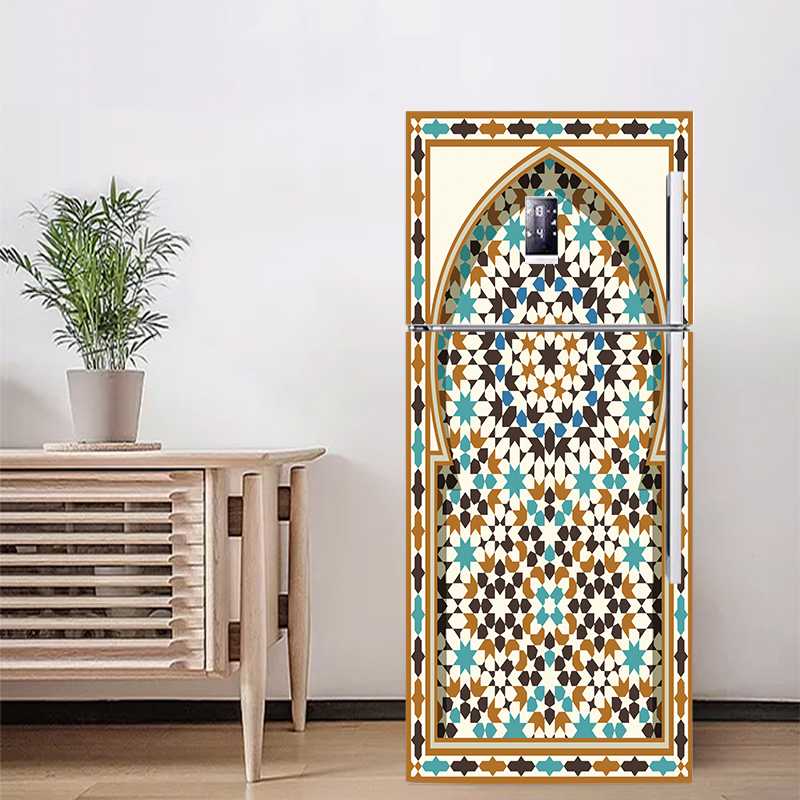 

60x150cm/60x180cm Islam Pattern Fridge Sticker PVC Refrigerator Door Kitchen Self-adhesive Wall Stickers Decor